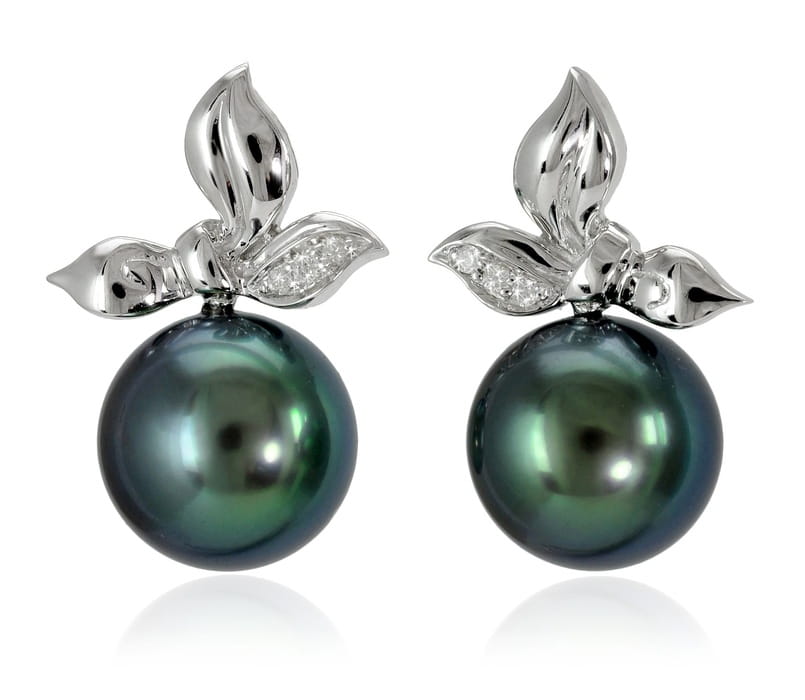 Kolczyki złote z perłami Tahiti ET-100B-SWG14D-BLVS