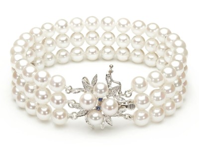 Bransoleta 3-rzędowa z perłami Akoya 6-6,5 mm (wzór PFL-WG)