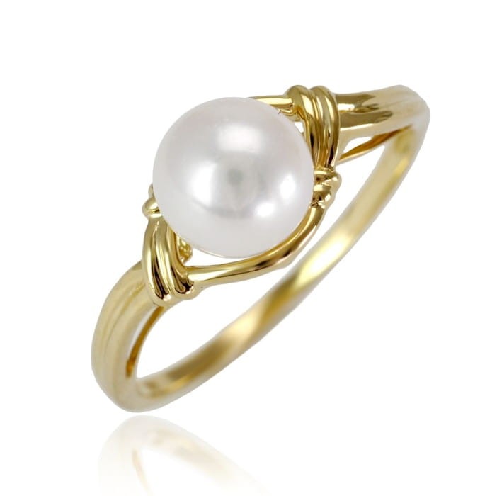 Złoty pierścionek z perłą Akoya RA1-70W-YG14-PCKT