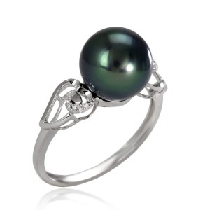 Pierścionek złoty z perłą Tahiti (wzór 2WIN)