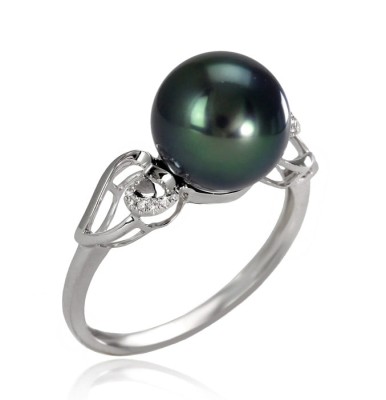 Pierścionek złoty z perłą Tahiti (wzór 2WIN)