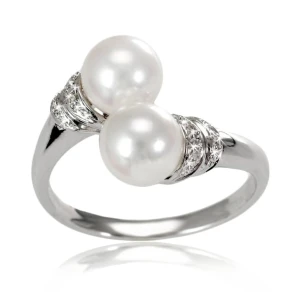 Pierścionek złoty z perłami Akoya (wzór SIMC)