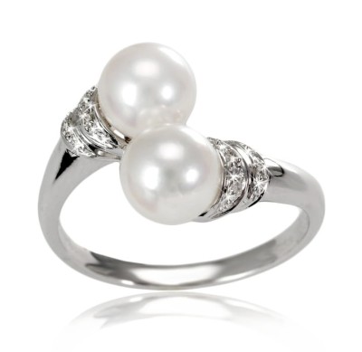 Pierścionek złoty z perłami Akoya (wzór SIMC)