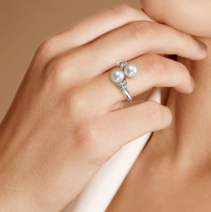 Pierścionek złoty z perłami Akoya RA2-70WW-WG14D-SIMC 2