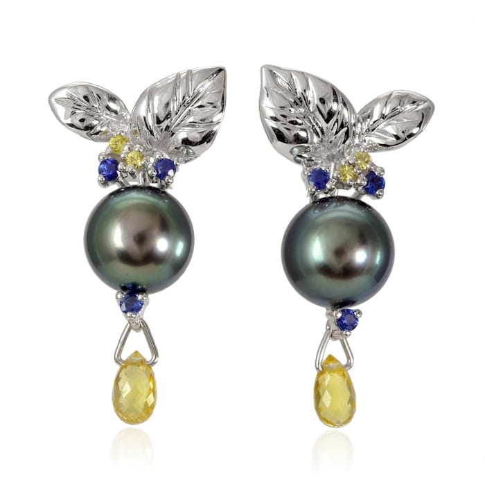 Kolczyki złote z perłami Tahiti ET-80B-SHWG14S-YBL