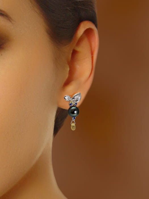 Kolczyki złote z perłami Tahiti ET-80B-SHWG14S-YBL 2