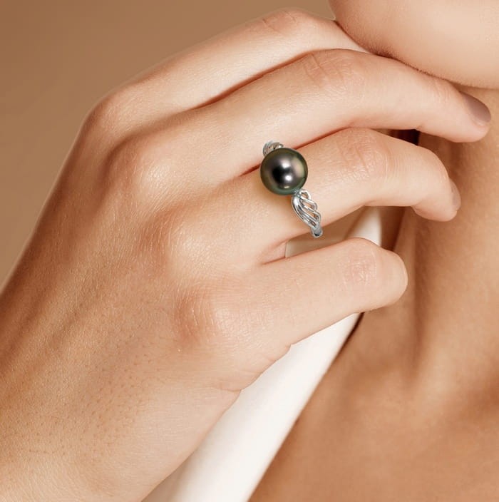 Pierścionek złoty z perłą Tahiti RT1-90B-WG14-PSWN 2