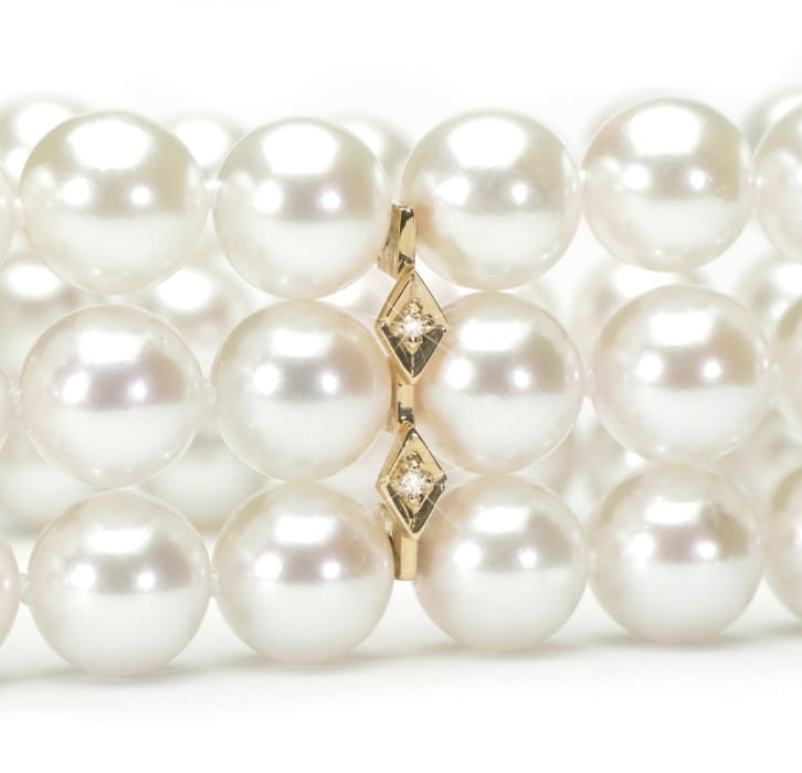 Bransoleta 3-rzędowa z perłami Akoya 7-7,5 mm BA3-75W-YG14D-CLC 2