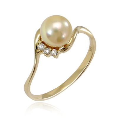 Pierścionek ze złocistą perłą Akoya (wzór TWRT)
