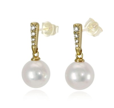 Złote kolczyki z perłami Akoya (wzór STCK)
