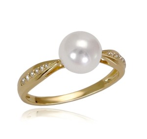 Złoty pierścionek z perłą Akoya (wzór CTRN)