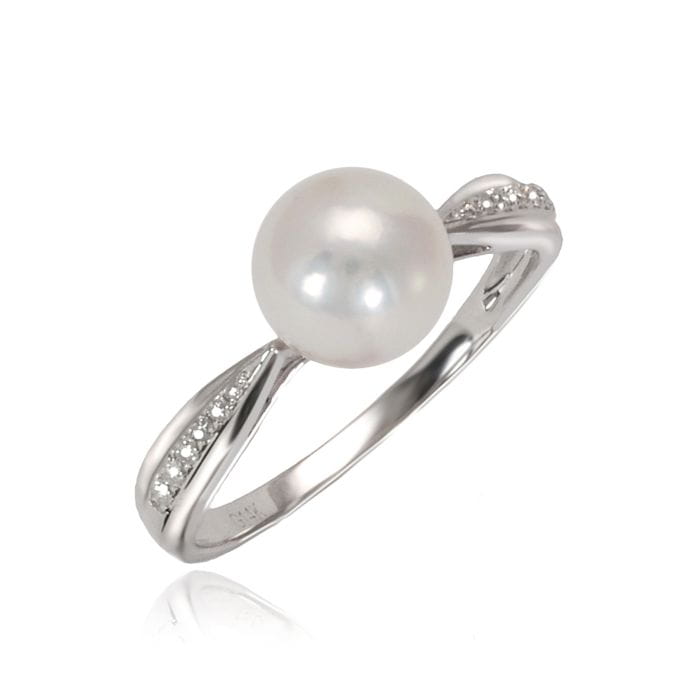 Pierścionek złoty z perłą Akoya RA1-80W-WG14D-CTRN