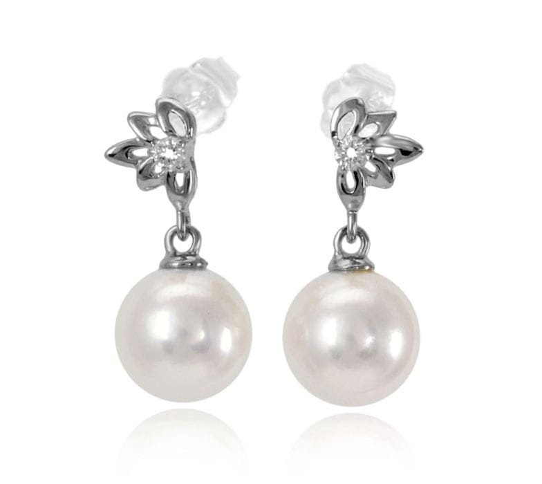 Kolczyki złote z perłami Akoya EA-85W-SHWG14D-HFLO