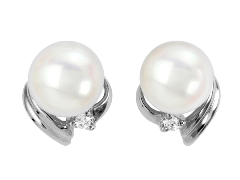 Kolczyki złote z perłami Akoya EA-70W-SWG14D-DZB