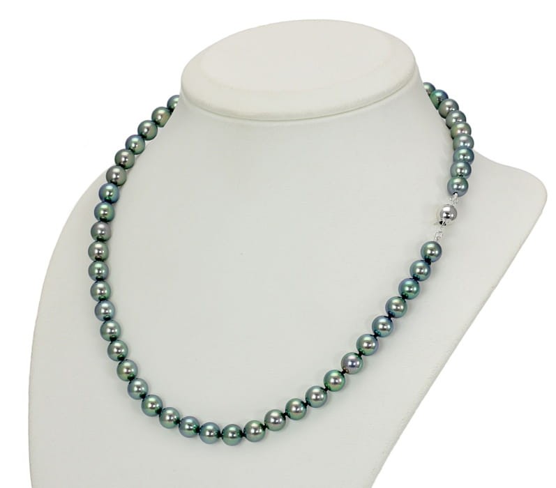 Naszyjnik z czarnymi perłami Akoya 7-7,5 mm NA17-75BT-BCWG14-CSNP