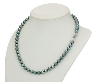 Naszyjnik z czarnymi perłami Akoya 7-7,5 mm (wzór CSNP-BCWG)