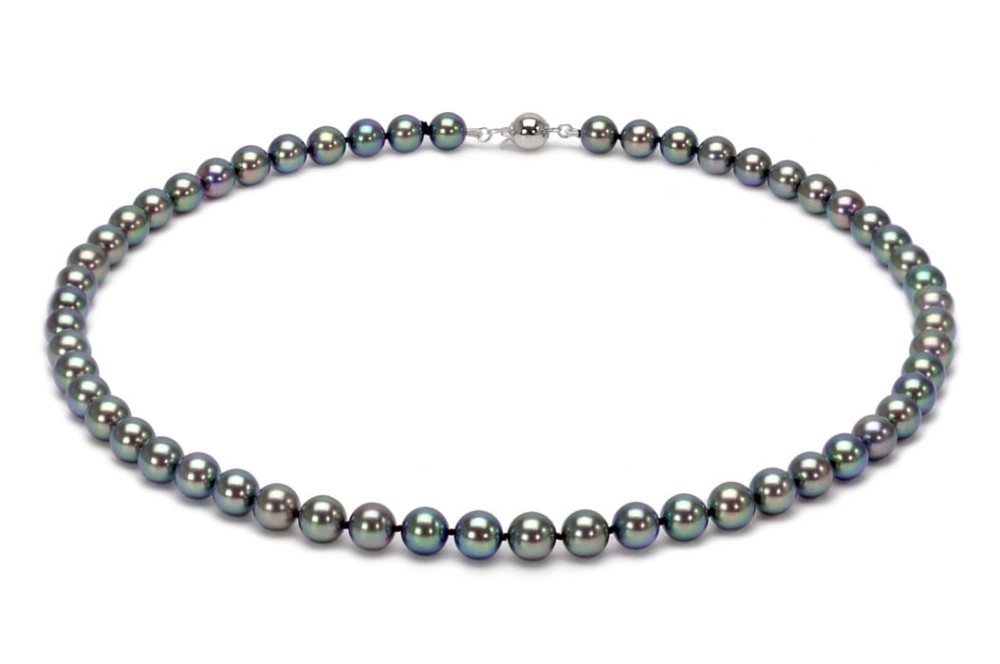 Naszyjnik z czarnymi perłami Akoya 7-7,5 mm NA17-75BT-BCWG14-CSNP 2