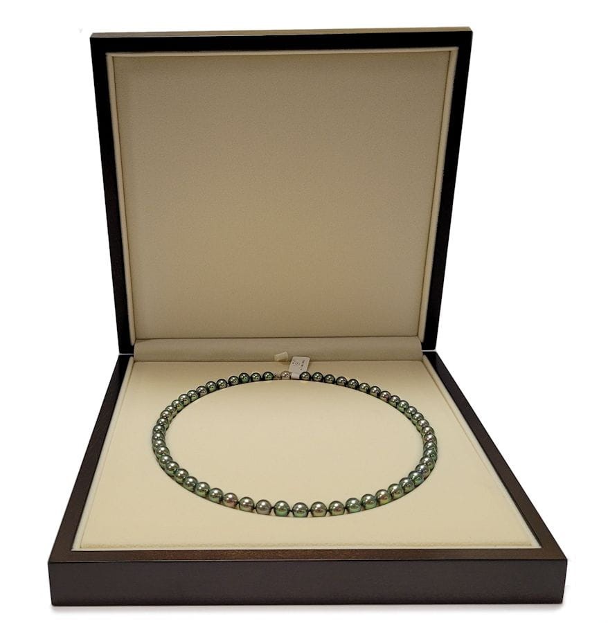 Naszyjnik z czarnymi perłami Akoya 7-7,5 mm NA17-75BT-BCWG14-CSNP 4