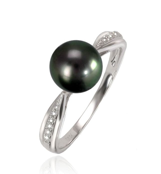 Pierścionek złoty z perłą Tahiti RT1-80B-WG14D-CTRN