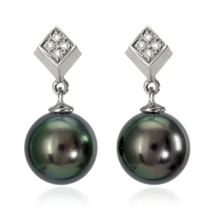 Kolczyki złote z perłami Tahiti (wzór CUFF)