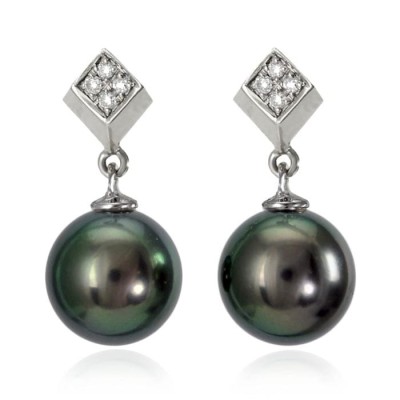 Kolczyki złote z perłami Tahiti (wzór CUFF)