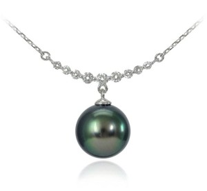 Łańcuszek złoty z perłą Tahiti 9-10 mm (wzór DARC)