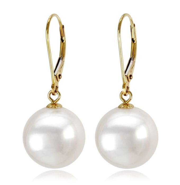 Złote kolczyki z perłami 12-13 mm EF-130W-LVYG14-CSEV