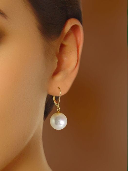 Złote kolczyki z perłami 12-13 mm EF-130W-LVYG14-CSEV 2