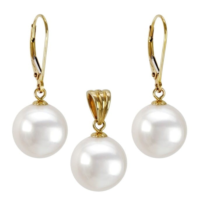 Komplet biżuterii z perłami 11-12 mm SFEP-120W-LVYG14-CSS