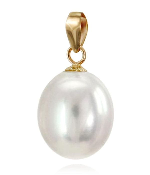 Złota zawieszka z białą owalną perłą South Sea 10-11 mm PS-110WDS-YG14-CSPS