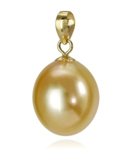 Złota zawieszka z owalną perłą South Sea 10-11 mm (wzór CSPS)