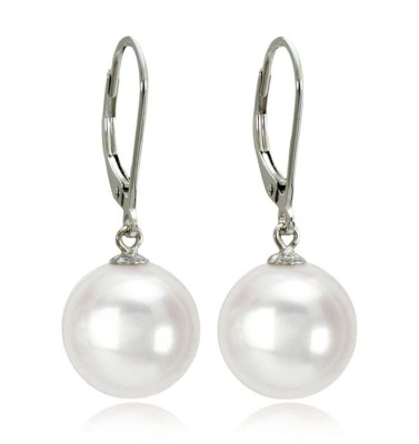 Kolczyki złote z białymi perłami South Sea 11-12 mm (wzór CSEV)