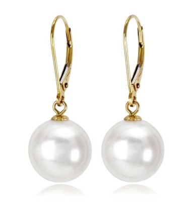 Złote kolczyki z białymi perłami South Sea 11-12 mm (wzór CSEV)