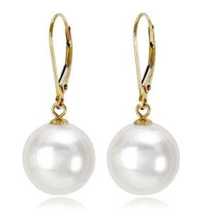 Złote kolczyki z białymi perłami South Sea 12-13 mm (wzór CSEV)