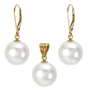 Komplet biżuterii z białymi perłami South Sea 12-13 mm (wzór CSS-EP-YG)