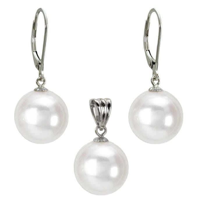 Komplet biżuterii z białymi perłami South Sea 12-13 mm SSEP-130W-LVWG14-CSS