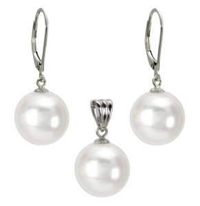 Komplet biżuterii z białymi perłami South Sea 12-13 mm (wzór CSS-EP-WG)