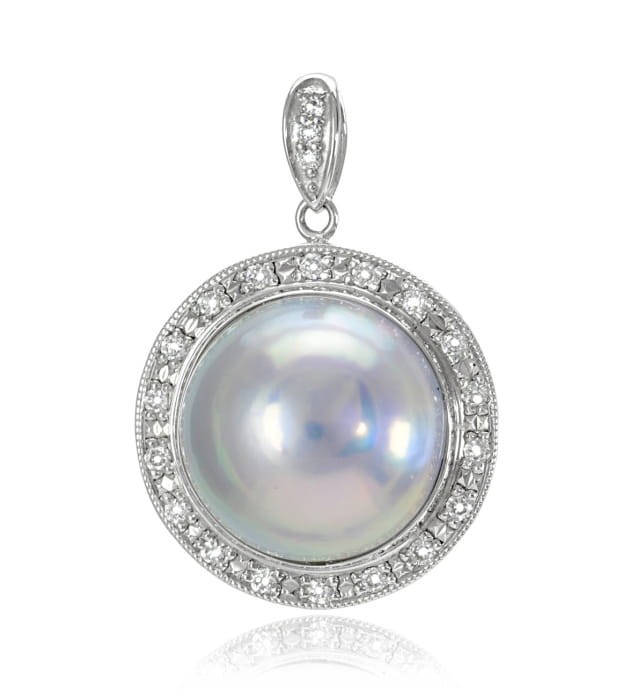 Zawieszka złota ze srebrną perłą Mabe 13-14 mm PMP-140S-WG18D-PMDR