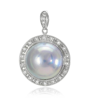 Zawieszka złota ze srebrną perłą Mabe 13-14 mm (wzór PMDR)