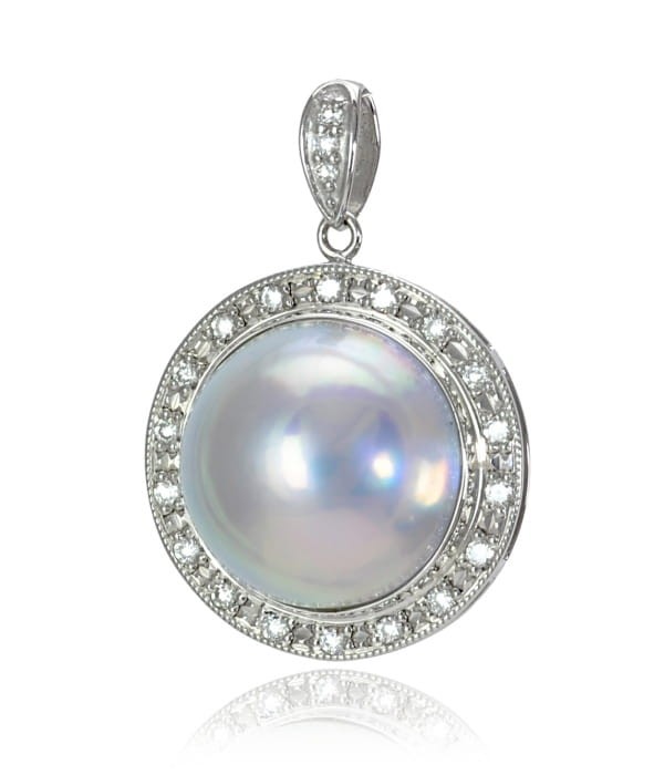 Zawieszka złota ze srebrną perłą Mabe 13-14 mm PMP-140S-WG18D-PMDR 2