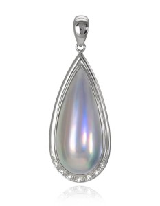 Zawieszka złota ze srebrną owalną perłą Mabe 11-12 mm (wzór PMDS)