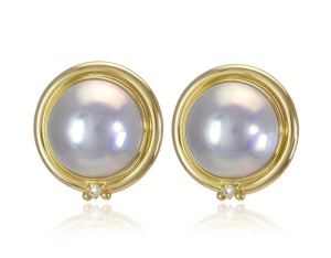 Złote kolczyki z perłami Mabe (wzór PMDP)