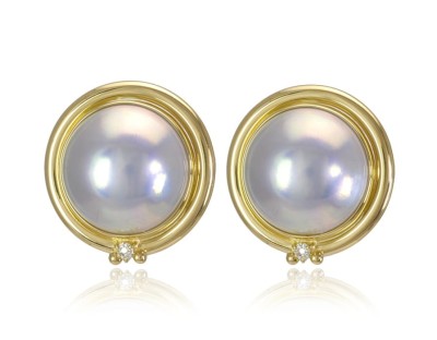 Złote kolczyki z perłami Mabe (wzór PMDP)