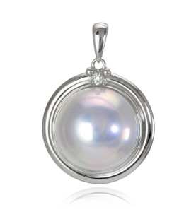 Zawieszka złota ze srebrną perłą Mabe 13-14 mm (wzór PMDP)