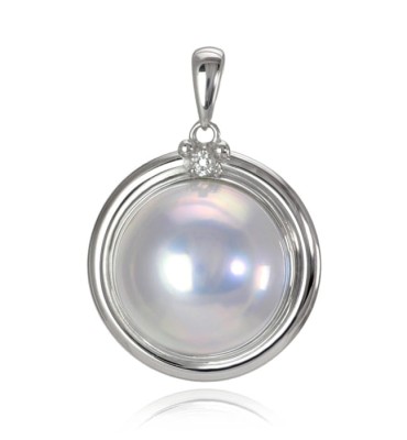 Zawieszka złota ze srebrną perłą Mabe 13-14 mm (wzór PMDP)