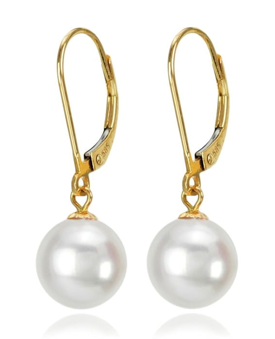 Złote kolczyki z perłami Akoya 9-9,5 mm EA-95W-LVYG14-CSEV