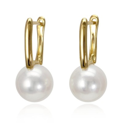 Złote kolczyki z perłami Akoya (wzór SQHR)