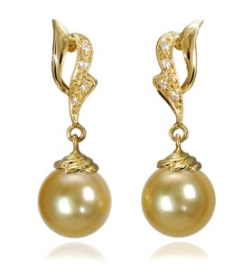 Kolczyki ze złotymi perłami South Sea (wzór RFLM)