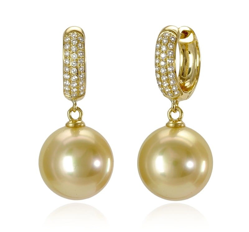 Kolczyki ze złotymi perłami South Sea ES-110G-RYG18D-DRNG