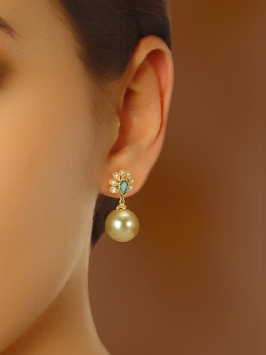 Kolczyki ze złotymi perłami South Sea ES-110G-SHYG18ED-PEAL 2